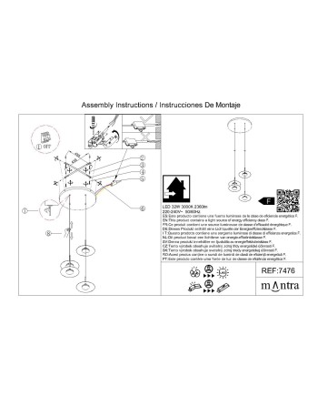 ORION * COLGANTE CIRCULAR NEGRO/CUERO  4L LED  32W  3000K